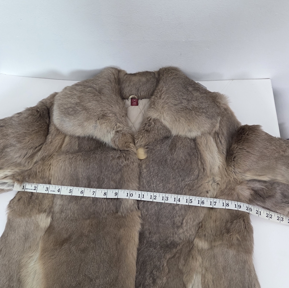 Vintage Opera Genuine Fur Coat – Taupe/Brown Quilted Satin Lining Size Medium - Picture 12 of 16
